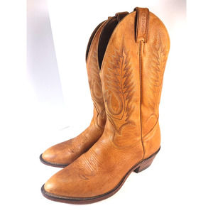 Boulet Tan Bull Hide Cowboy Boots Mens 9.5 D